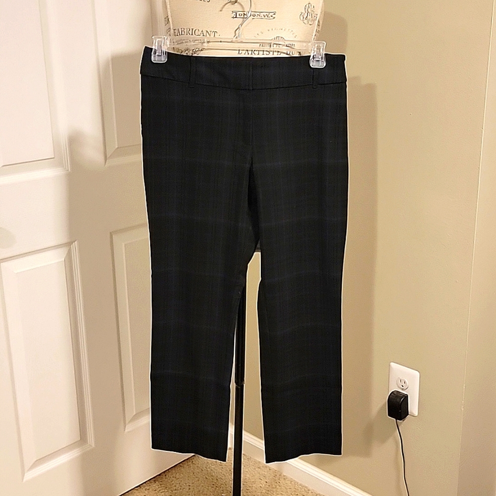 Ann Taylor Factory Women's green ble black plaid dress pants Size 8 Curvy